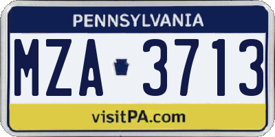 PA license plate MZA3713