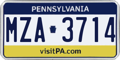 PA license plate MZA3714