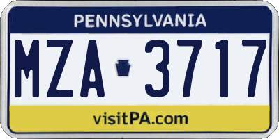 PA license plate MZA3717