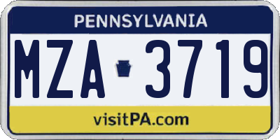 PA license plate MZA3719