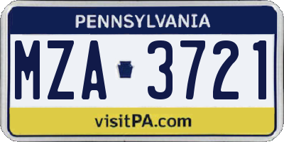 PA license plate MZA3721
