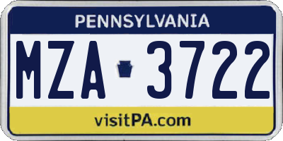 PA license plate MZA3722
