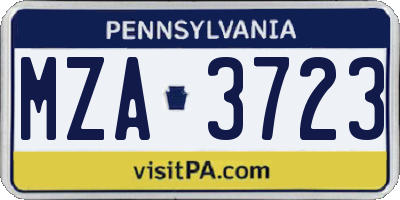 PA license plate MZA3723