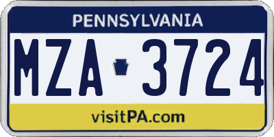 PA license plate MZA3724