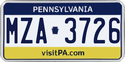 PA license plate MZA3726