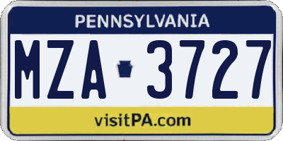 PA license plate MZA3727