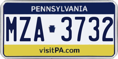PA license plate MZA3732