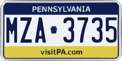 PA license plate MZA3735