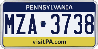 PA license plate MZA3738