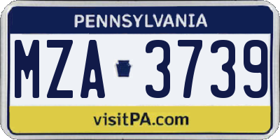 PA license plate MZA3739