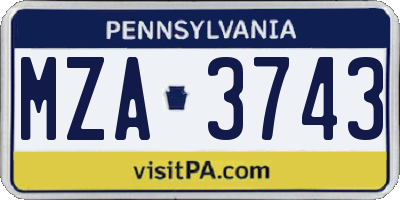 PA license plate MZA3743