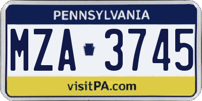 PA license plate MZA3745