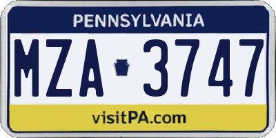 PA license plate MZA3747