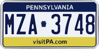 PA license plate MZA3748