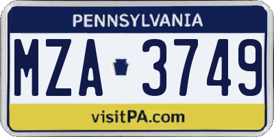 PA license plate MZA3749
