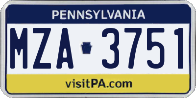 PA license plate MZA3751