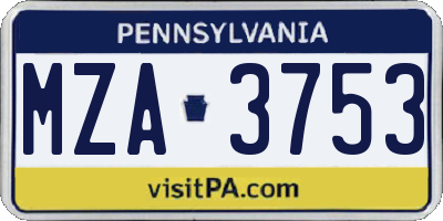 PA license plate MZA3753