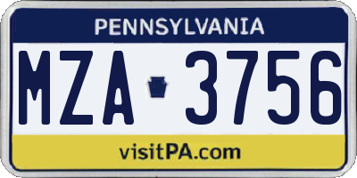PA license plate MZA3756