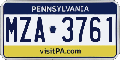 PA license plate MZA3761