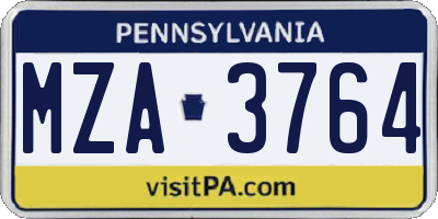 PA license plate MZA3764