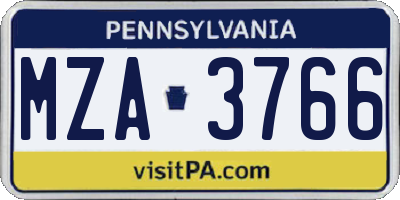 PA license plate MZA3766