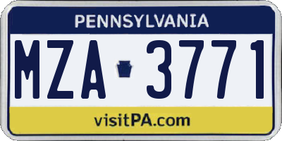 PA license plate MZA3771