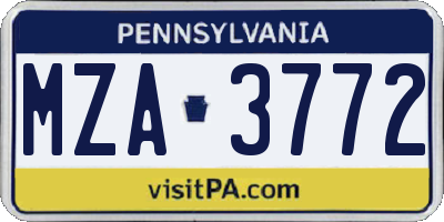 PA license plate MZA3772