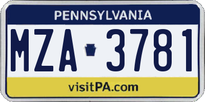 PA license plate MZA3781