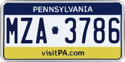 PA license plate MZA3786