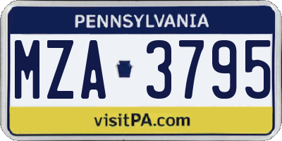 PA license plate MZA3795