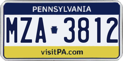 PA license plate MZA3812