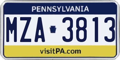 PA license plate MZA3813