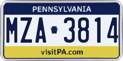 PA license plate MZA3814