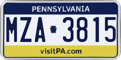 PA license plate MZA3815