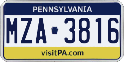 PA license plate MZA3816