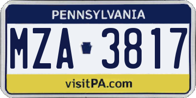 PA license plate MZA3817