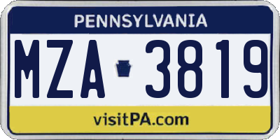 PA license plate MZA3819