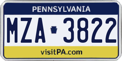 PA license plate MZA3822
