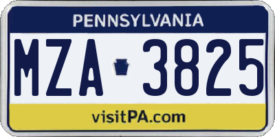 PA license plate MZA3825