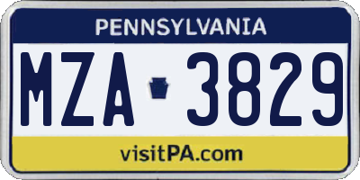 PA license plate MZA3829