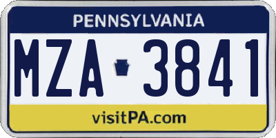 PA license plate MZA3841