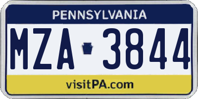 PA license plate MZA3844