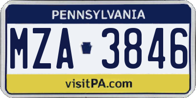 PA license plate MZA3846