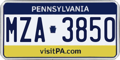 PA license plate MZA3850
