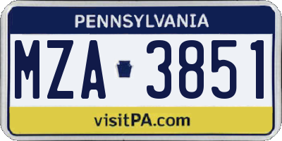 PA license plate MZA3851