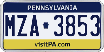 PA license plate MZA3853