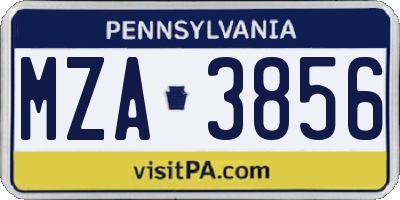 PA license plate MZA3856