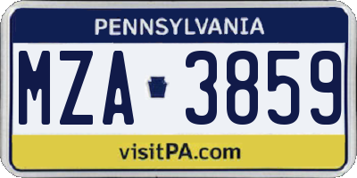 PA license plate MZA3859