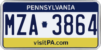 PA license plate MZA3864