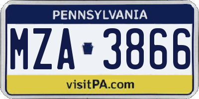 PA license plate MZA3866